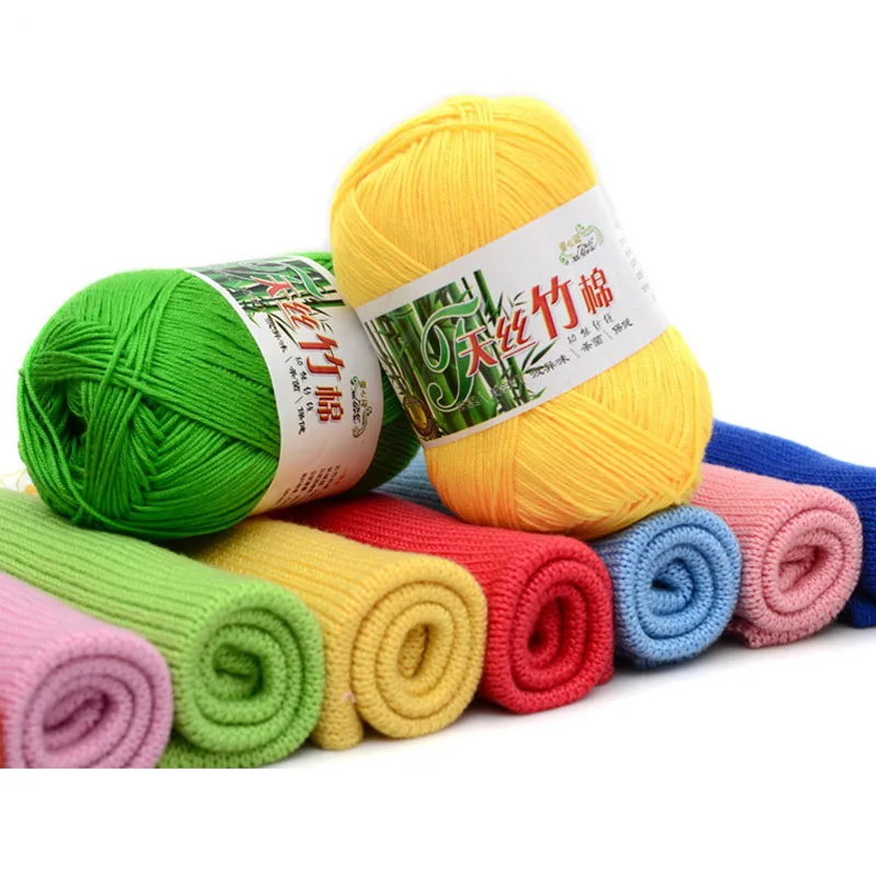 3 Pcs / Lot Natural Silk Bamboo Cotton Yarn Charcoal Baby thick yarn for knitting Line Milk Hand Crochet | Дом и сад