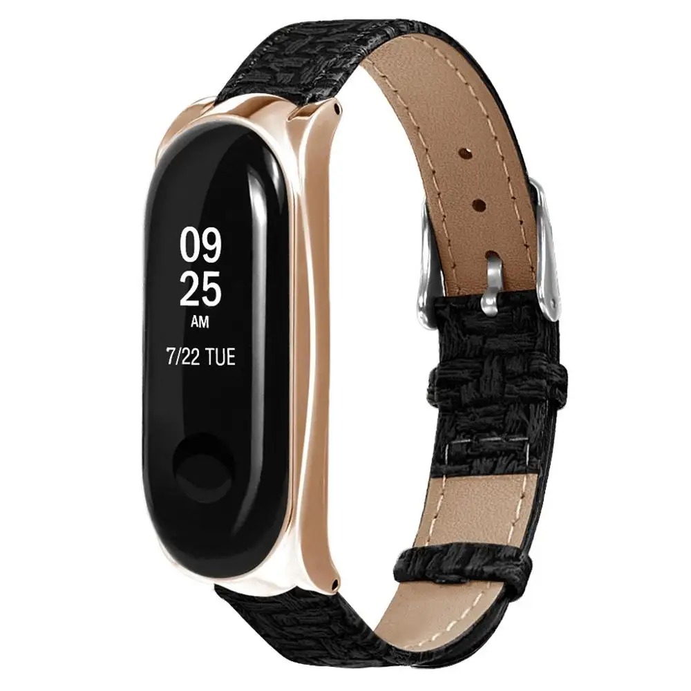 Кожаный ремешок с тканым узором для Xaio mi Band 3, сменный ремешок на запястье Xao mi Xio mi Xiao mi band bnad3, ремешок на запястье