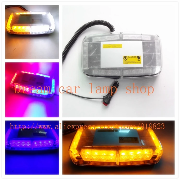 

01019 Yellow Red Blue White Green Amber 24 LED Flash Warning emergency Car Light Flashing 24LED flashing warning lights