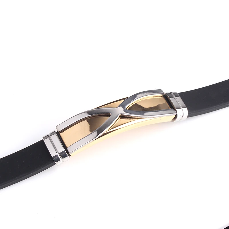 Золотой цвет крест силиконовые 316L браслеты из нержавеющей стали для мужчин |