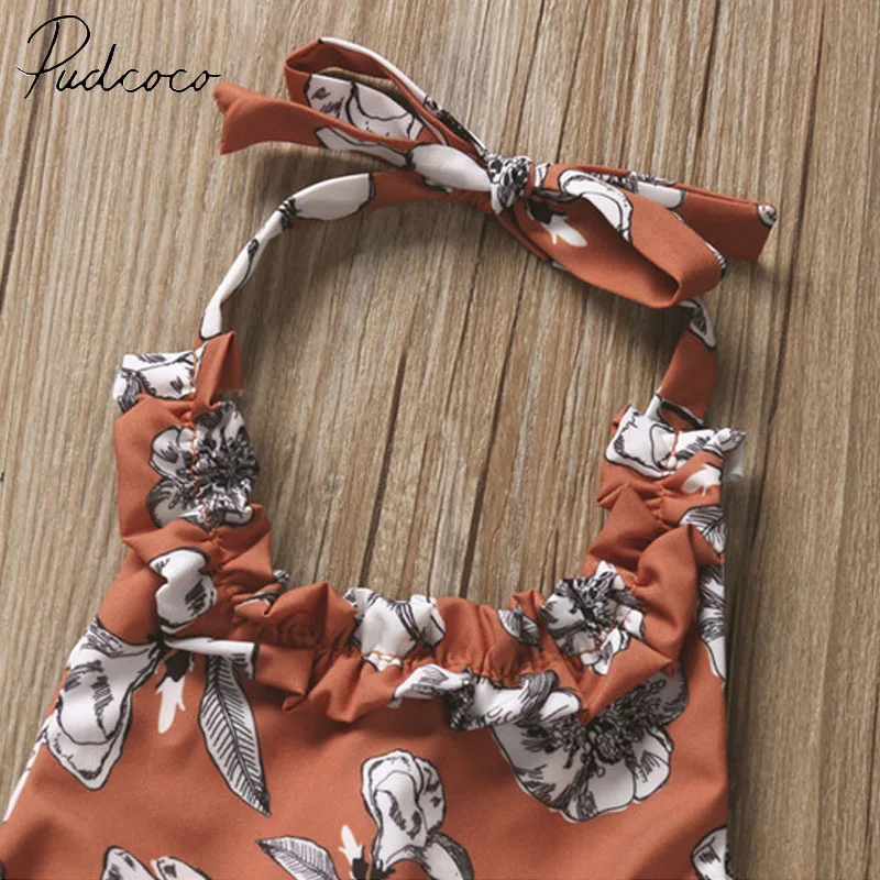 Pudcoco бренд хлопок для малышей маленьких девочек цветочный узор комбинезон костюм