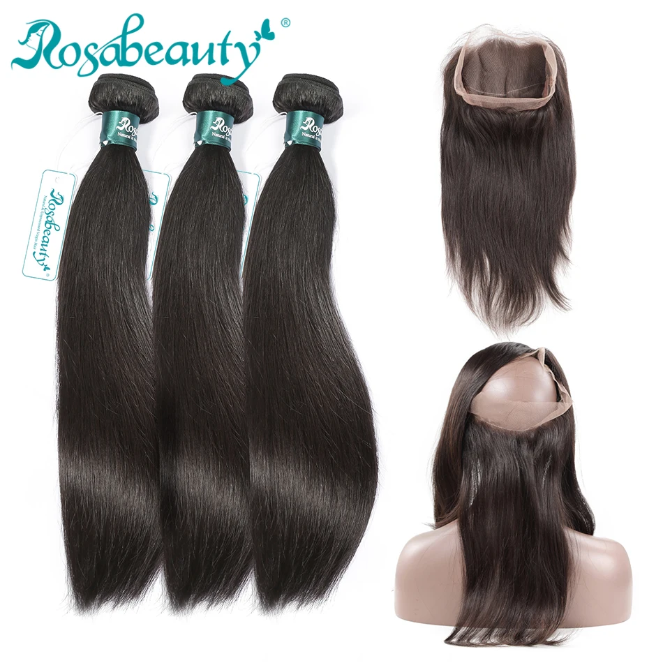 Rosabeauty прямые волосы предварительно выщипанные 360 фронтальные с пучками Remy