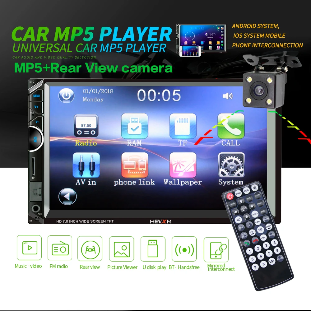 Автомобильный мультимедийный плеер с IOS/Android Mirror Link Bluetooth Авторадио 2 Din " сенсорный экран MP5 плеер TF USB автомобильное радио