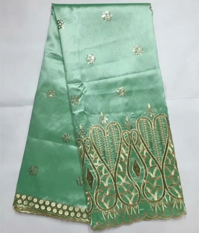 Новинка 2018 африканский Джордж кружевная ткань черная как шелк с блестками цветок