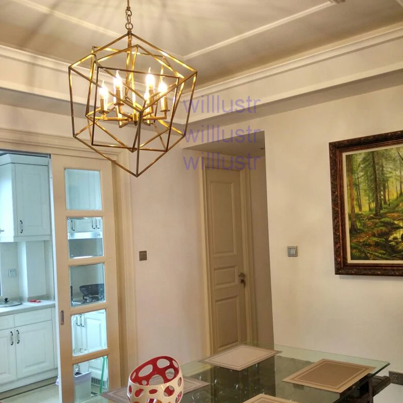 Кубический подвесной светильник Willlustr многогранный металлический каркас для