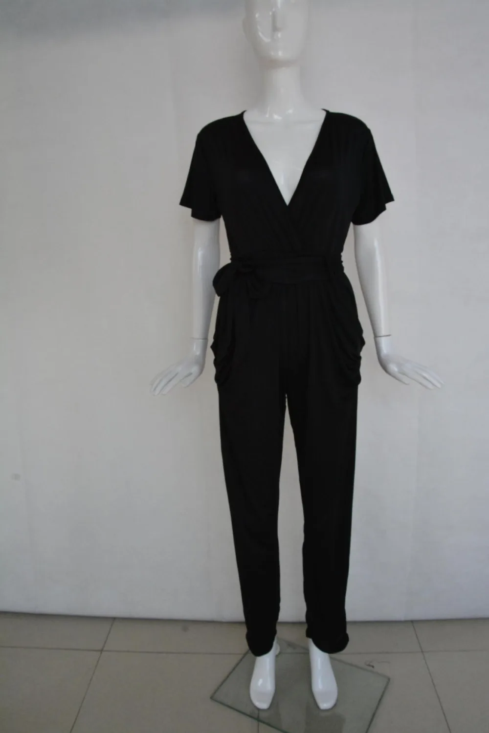 Летняя мода с коротким рукавом Большие размеры Длинные Комбинезон v образным