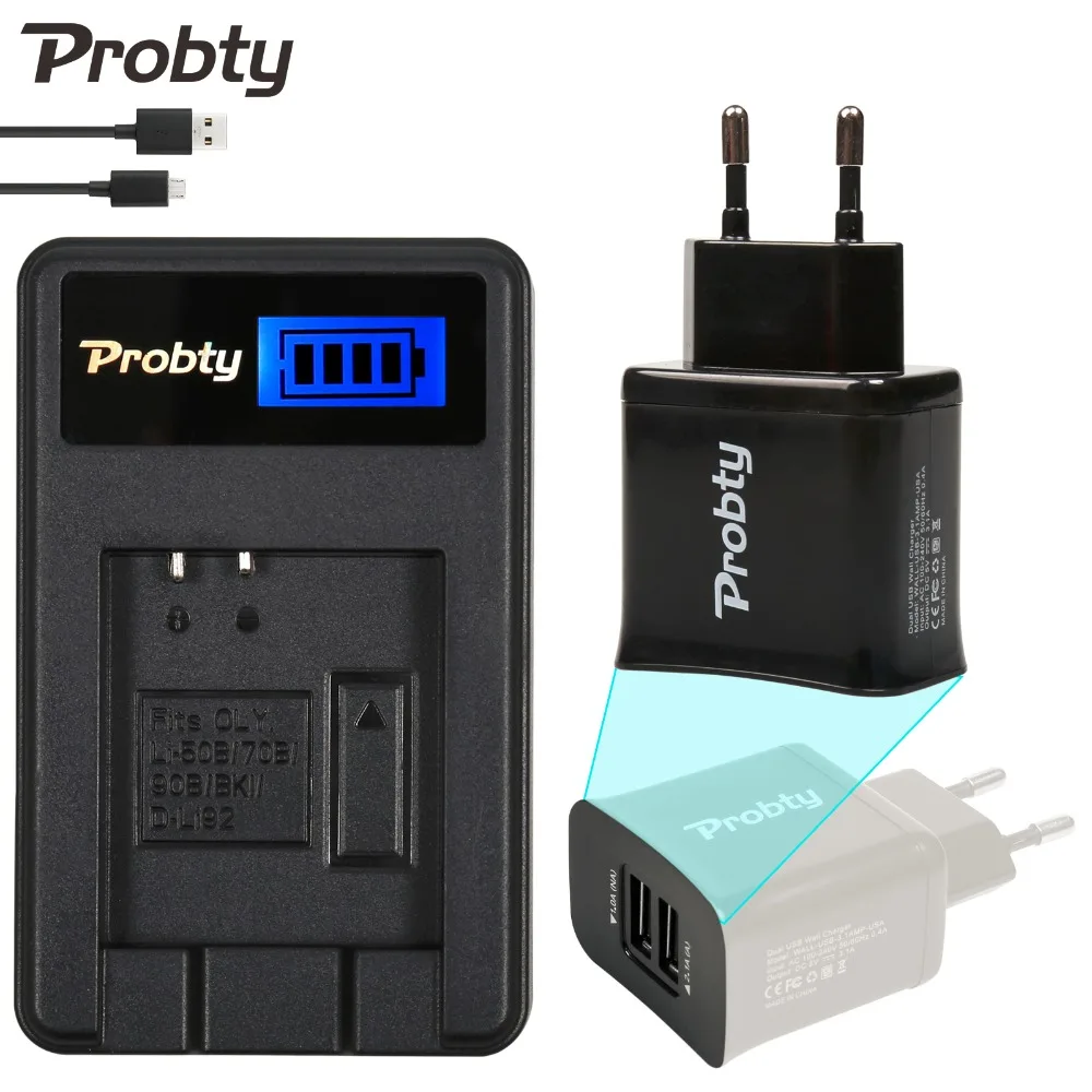 Probty Li-50B Li 50B LCD Battery Charger + 2 Port USB Plug For Olympus 1020 1010 1030Z14 SZ16 D755 SZ30 SZ20 XZ-1 | Электроника