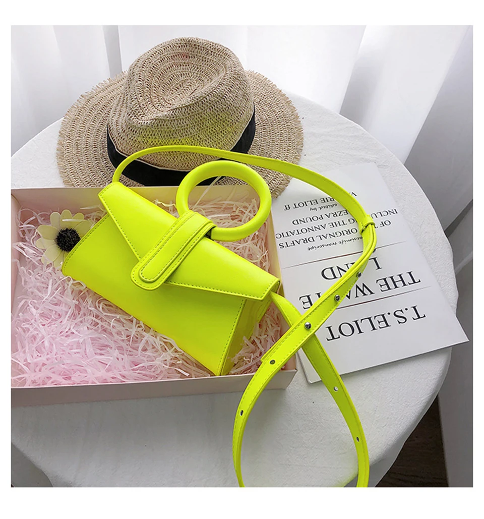 

Women Shoulder Bag Neon Green Yellow Party Handbags Ladies Casual Flap Messenger Bag Female Purse Solid Mini Fashion Design
