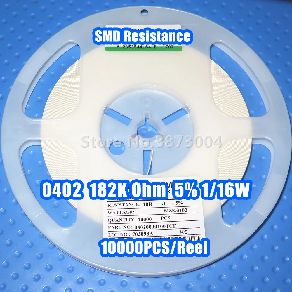 

1 Reel 0402 182K 182K Ohm 5% 1/16W SMD resistance 10000PCS/Reel
