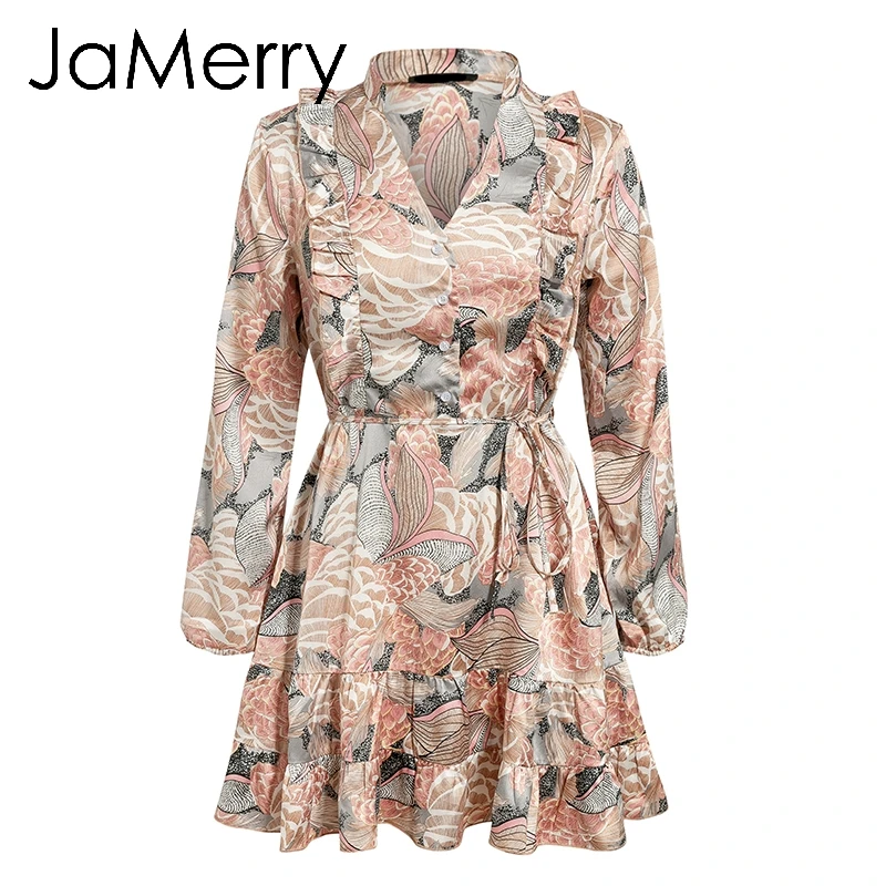 JaMerry/винтажное платье с цветочным принтом в стиле бохо женское Короткое