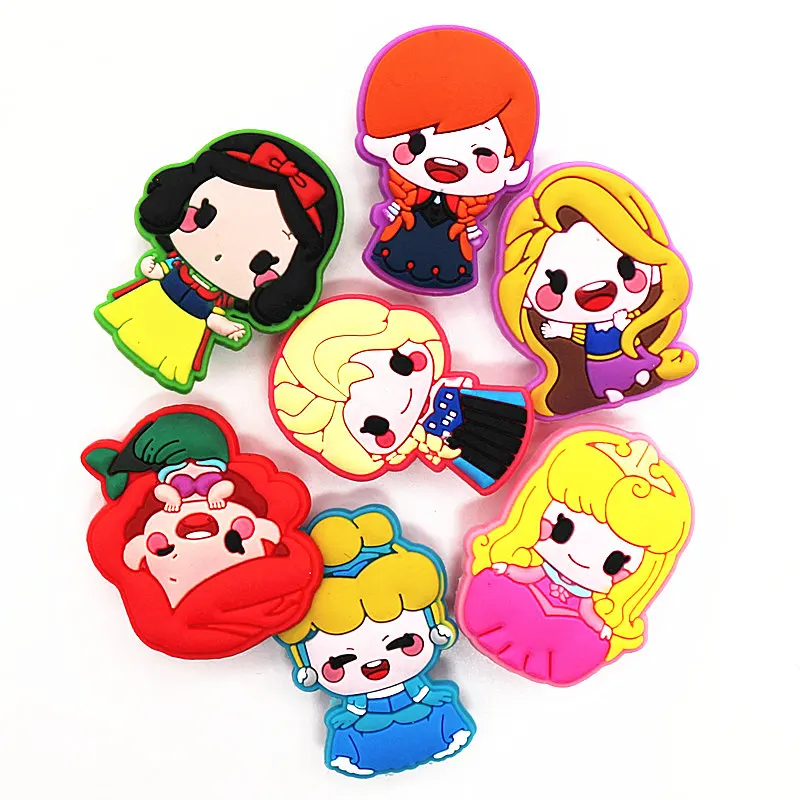 Single Sale 1Pcs Shoe Charms Cartoon Princess Series Shoe Accessories Shoe Decoration for croc jibz Kid's Party X-mas Gift