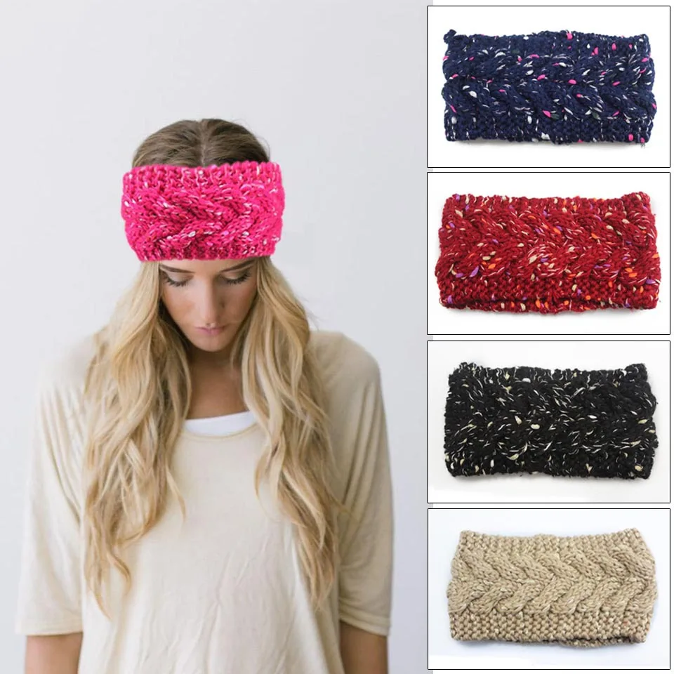 Женский вязаный головной убор в стиле бохо 1 шт. шерстяная плетеная повязка на