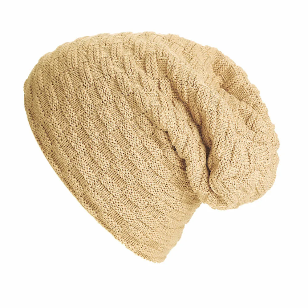 Осень и зима унисекс плюс бархатная Толстая вязаная шапка Skullies Beanies Мужская и женская уличная теплая полосатая Кепка в клетку Z178