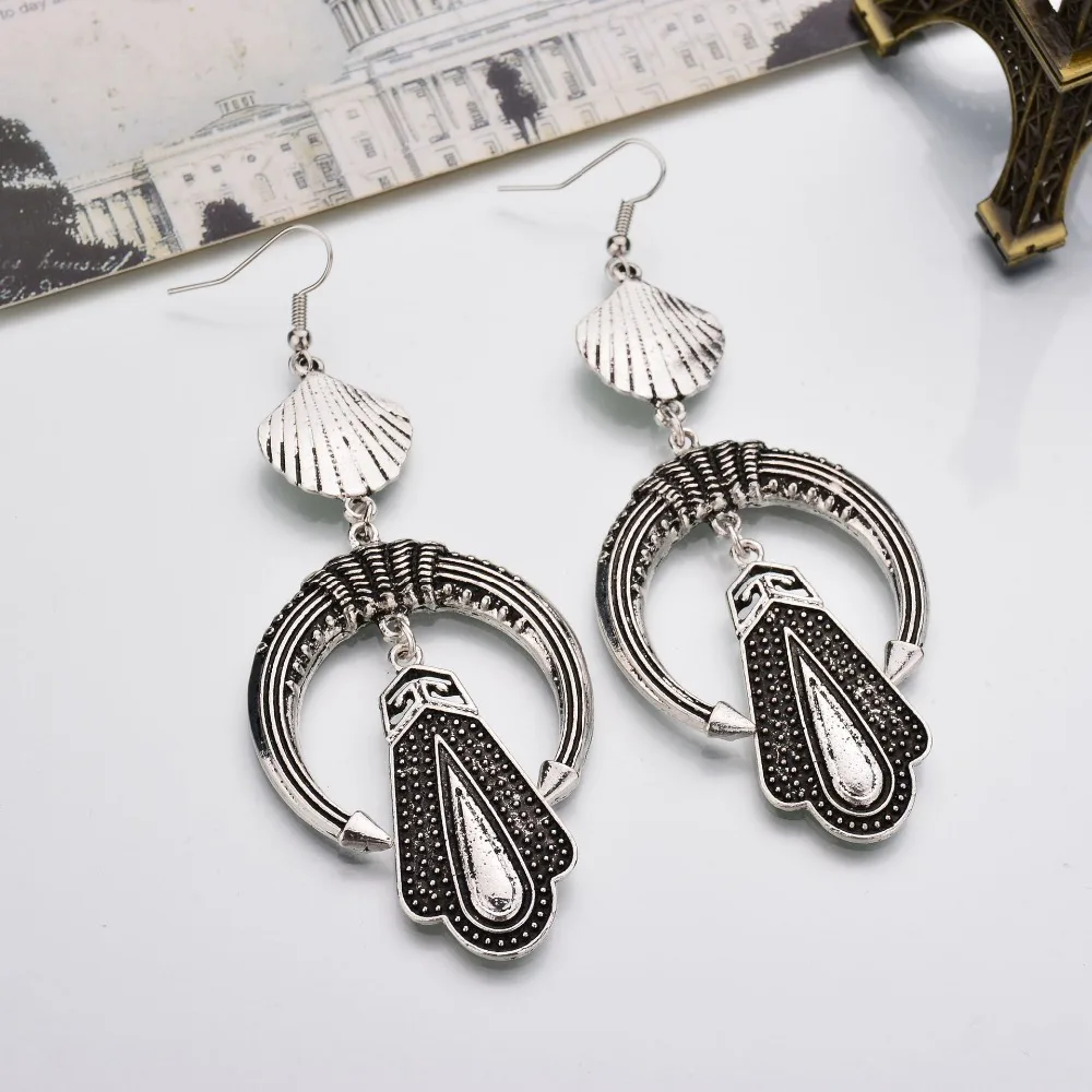 SexeMara Ethnic Jewelry Vintage Earrings For Women Geometric Metal Shell Pendant Drop Online Shopping India | Украшения и