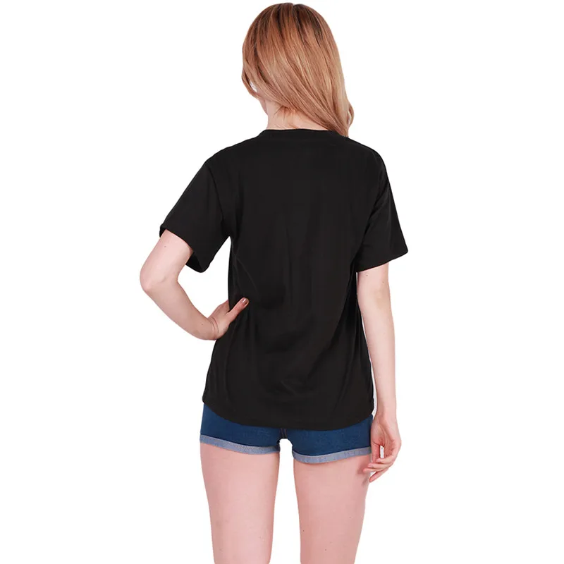 Женская футболка с коротким рукавом черная буквенным принтом повседневные