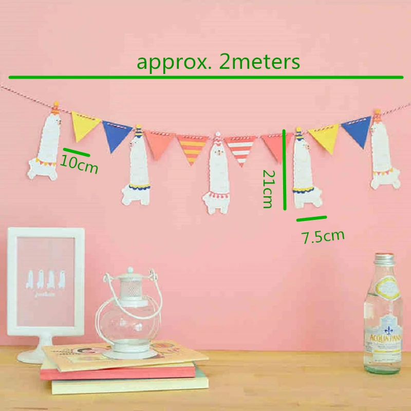 Детский день флаг баннер мультфильм животное Альпака вечерние бумажные баннеры