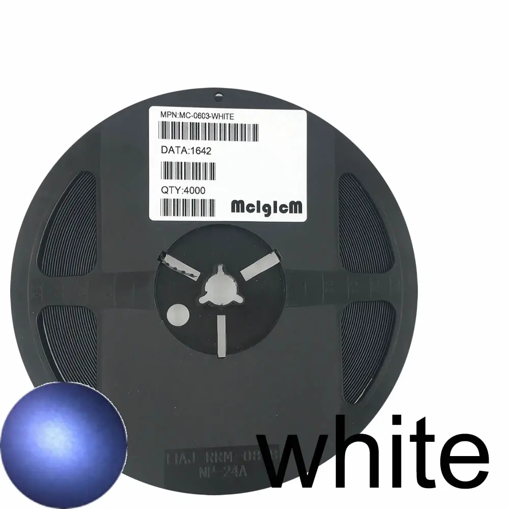 white MCIGICM 4000 шт. 0603 SMD светодиодный светильник белый красный желтый зеленый синий - Цвет: white