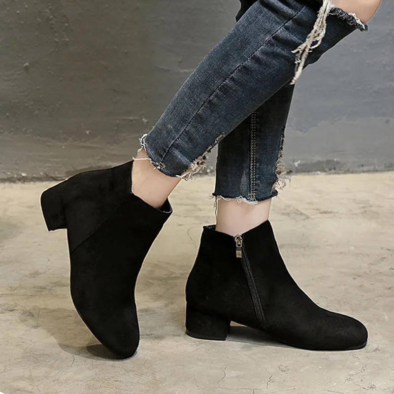 Зимняя женская обувь 2020 женские ботинки на низком каблуке белые из искусственной