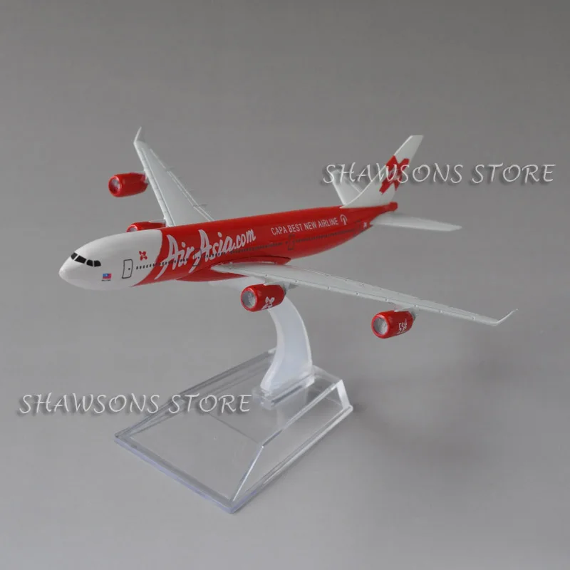 Diecast металлические 1:400 самолет модель игрушки Аэробус A340 300 Air Asia авиалайнер 15 5 см
