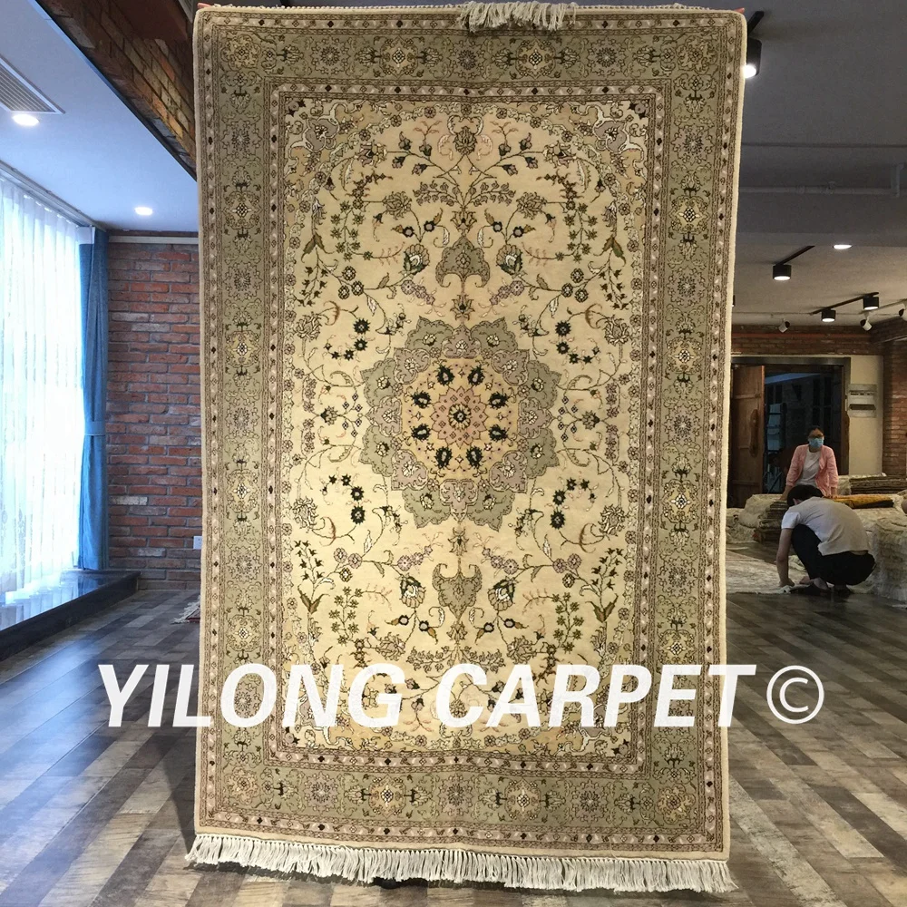 Yilong 4 'x 6' Традиционный персидский дизайн яркий цветок ручной работы шерстяной