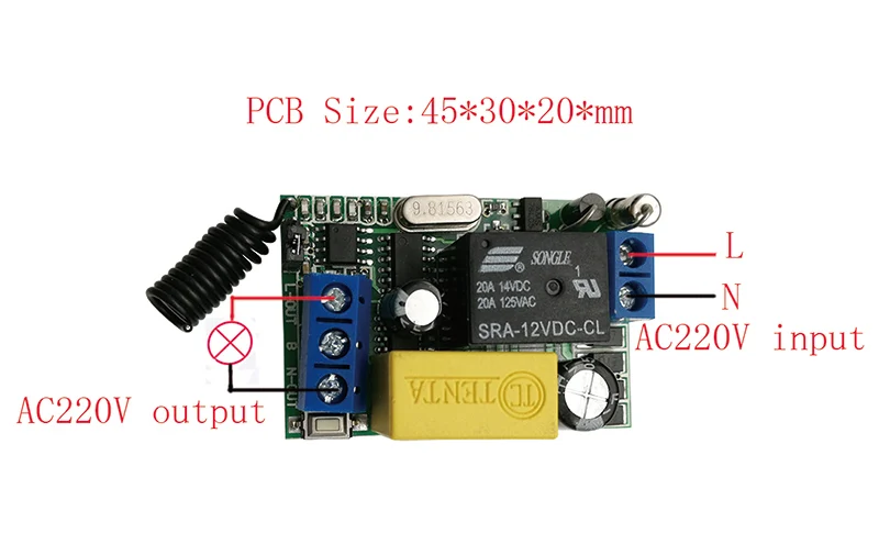 Мини размер AC220V 1CH 10A беспроводной пульт дистанционного управления переключатель