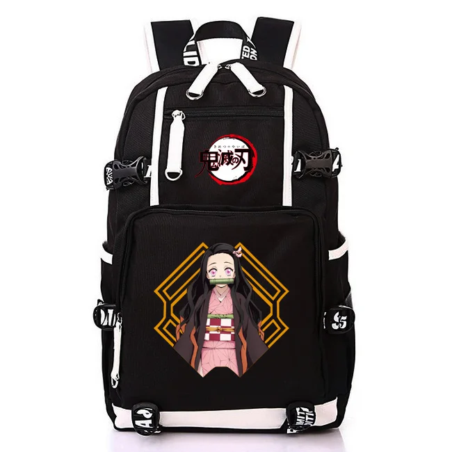 2 Японское аниме Demon Slayer: Kimetsu no Yaiba Bookbag брезентовые школьные рюкзаки USB рюкзак для ноутбука мультяшный дорожный рюкзак Rugzak - Цвет: 2