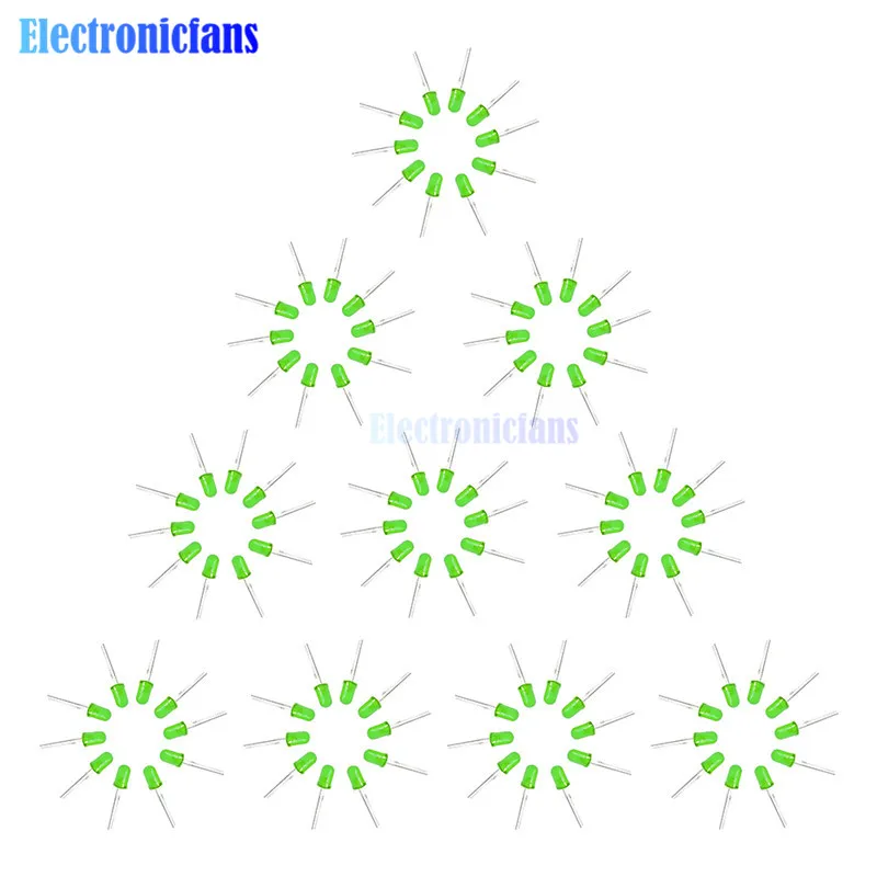 Супер яркая светодиодная лампа 5 мм зеленого цвета 100 шт.|led 5mm|led 5mm green100pcs led |