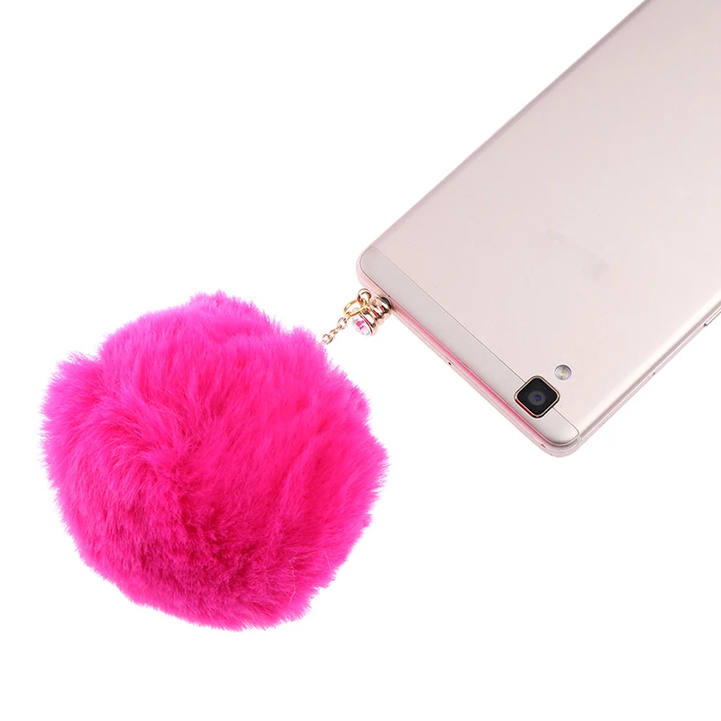 1 шт. штекер для наушников с хрустальным шариком защиты от пыли из кроличьего меха