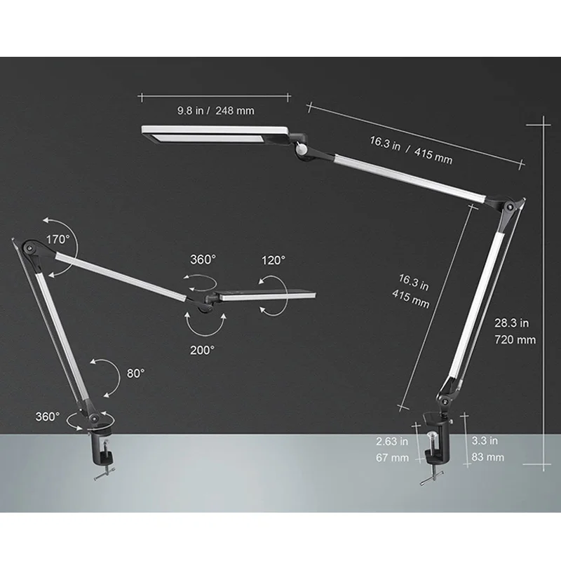 저렴한 LED 긴 팔 테이블 램프 드로잉 작업대 램프, 비즈니스 사무실 학생 책상 눈 클립 접이식 디밍 데스크 램프 구매 LED 긴 팔 테이블 램프 드로잉 작업대 램프, 비즈니스 사무실 학생 책상 눈 클립 접이식 디밍 데스크 램프