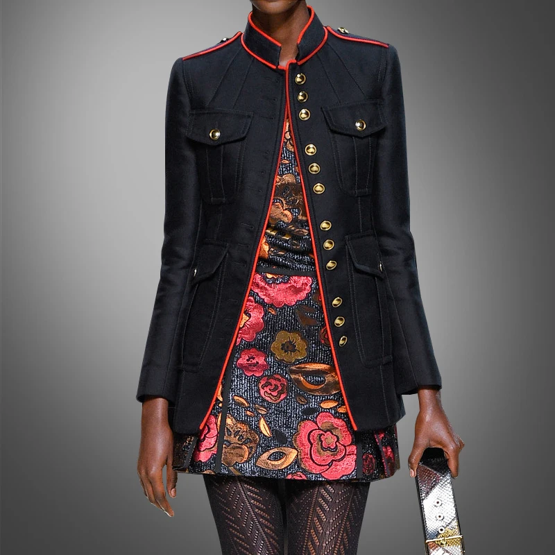 Новинка однобортное пальто с карманами на пуговицах сезон осень зима длинное