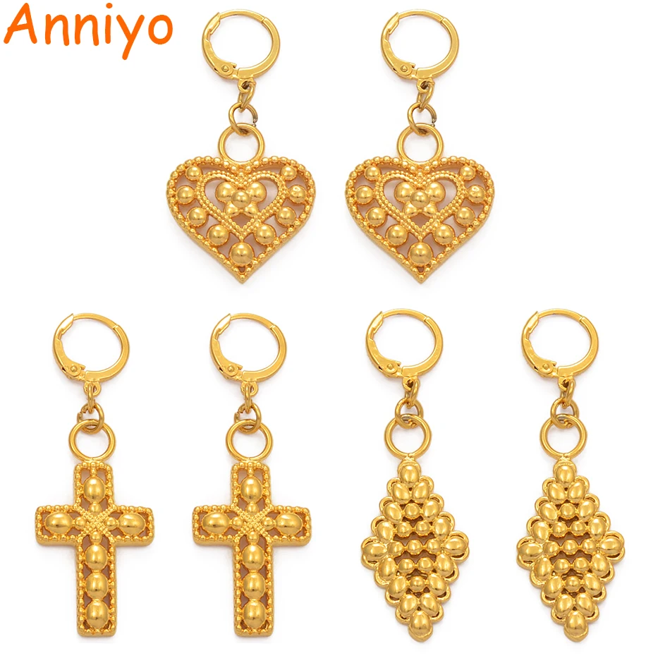 Anniyo/Сердце Ромб Крест серьги для женщин золотые шорты девочек с Цвет Кирибати