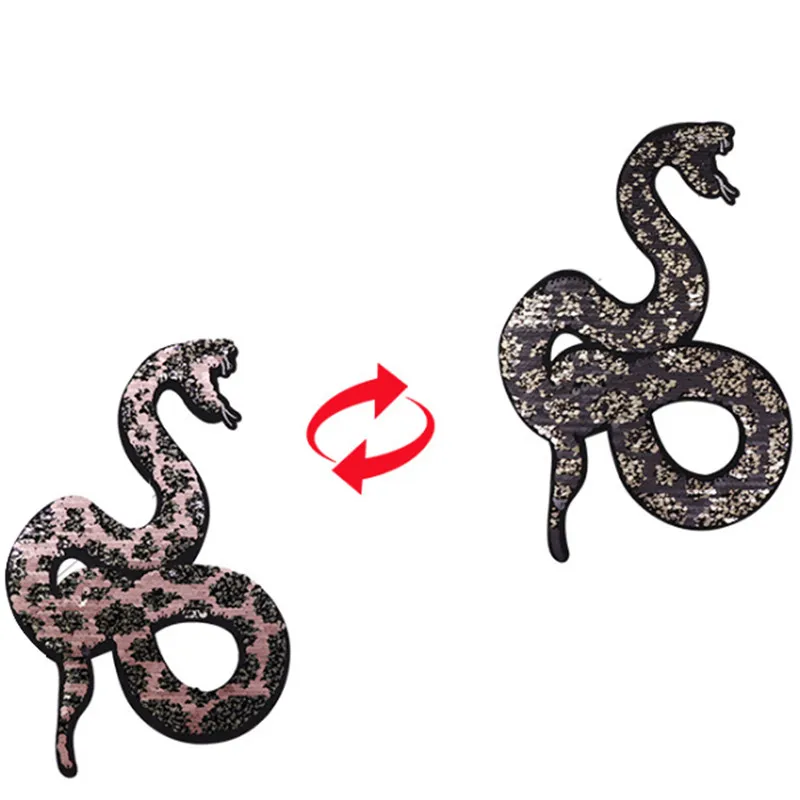 

Clothing Women Cartoon Patch Reversible change color Snake up and down flip sequins biker patches for clothing stranger things