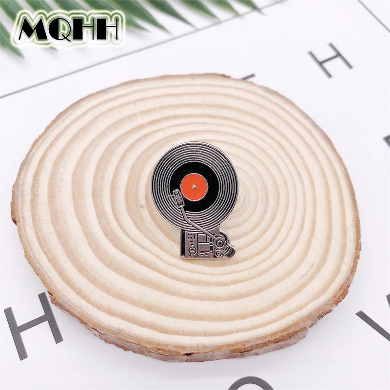 Креативная музыка серебро CD эмаль брошь круглая Геометрическая значок джинсовая