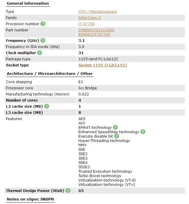 Процессор Intel Core i7-3770S i7 3770S cpu 65W LGA 1155 PC Настольный компьютер четырехъядерный процессор