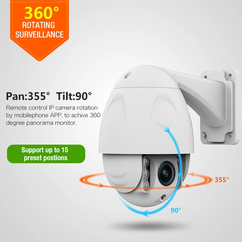 Беспроводная купольная IP-камера PUAroom 1080P FHD PTZ наружная сетевая наблюдения Wi-Fi |