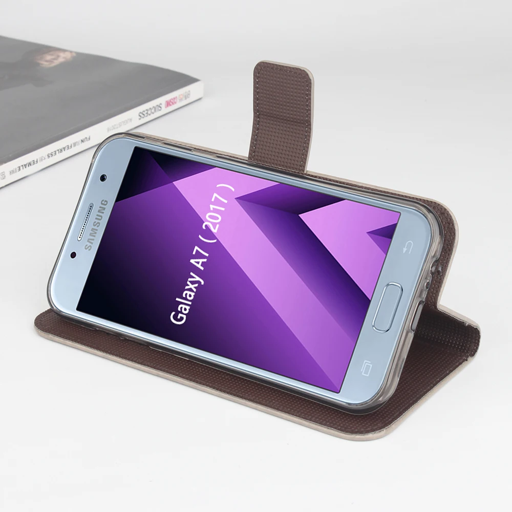 Модный чехол для Samsung Galaxy A7 2017 роскошный элегантный кожаный бумажник с цветком и