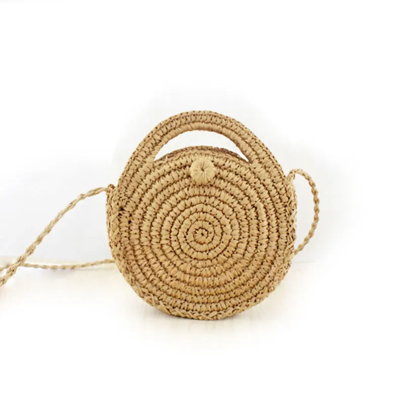 Плетеная круглая сумочка ручной работы из богемного ротанга Соломенная Сумка