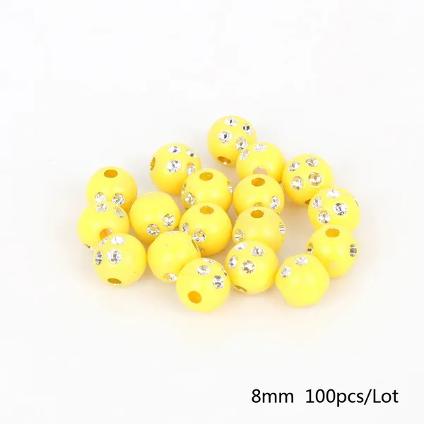 Yellow 100 шт 8 мм разноцветные хрустальные стразы круглые акриловые бусины для рукоделия Ремесло Украшение для альбома - Цвет: Yellow