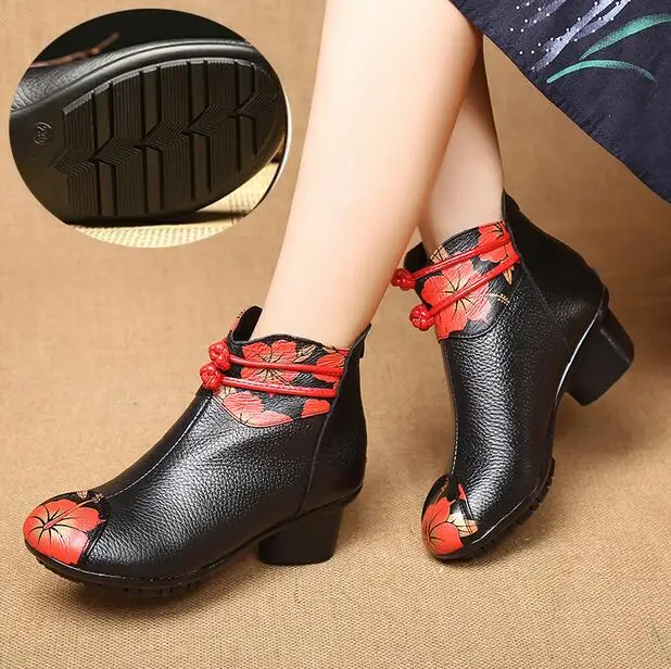 

RUSHIMAN Autumn Winter Shoes Woman Genuine Leather Ankle Boots Soft Cowhide Velvet Short Boots