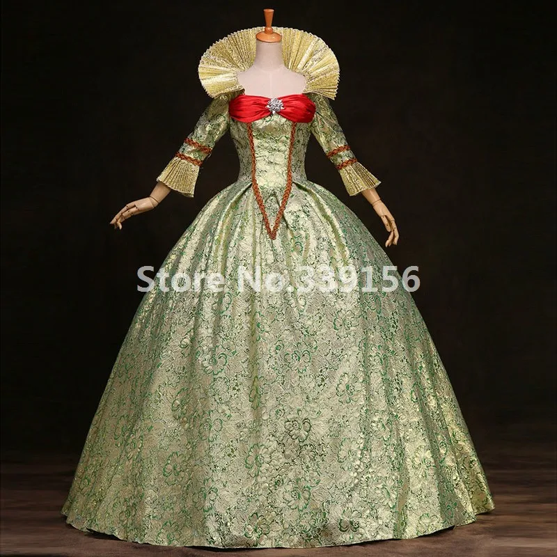 Бестселлер Для женщин зеленый печатных Мари платье Антуанетты 17th 18th века Queen