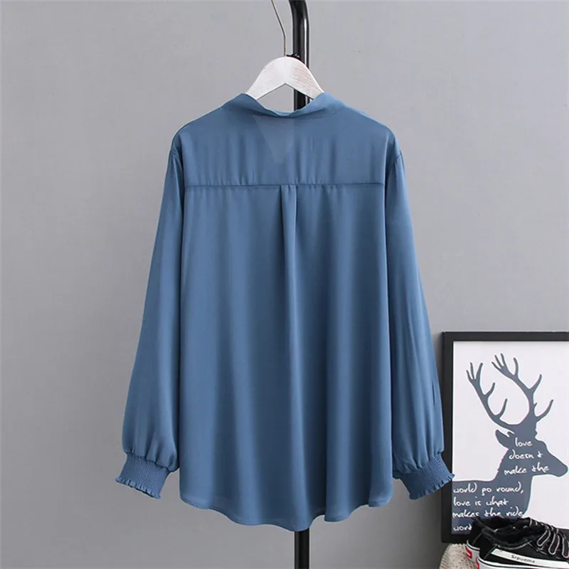 New Fashion Large size 5XL Chiffon Shirt Blouse Women Spring Summer Long sleeve Blouses Female Casual Tops Wild Bow Shirts G111 | Женская