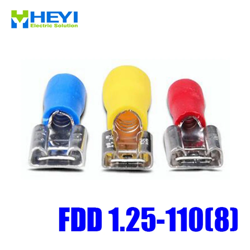 

Хорошее качество 100 шт./лот FDD1.25-110 (8) Красный AWG22-16 латунные изоляционные обжимные клеммы Разъемы женский терминал