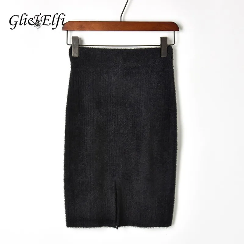 2018 г. осень зима черный белый цвет плюшевые упругие бедра юбка женские имитация