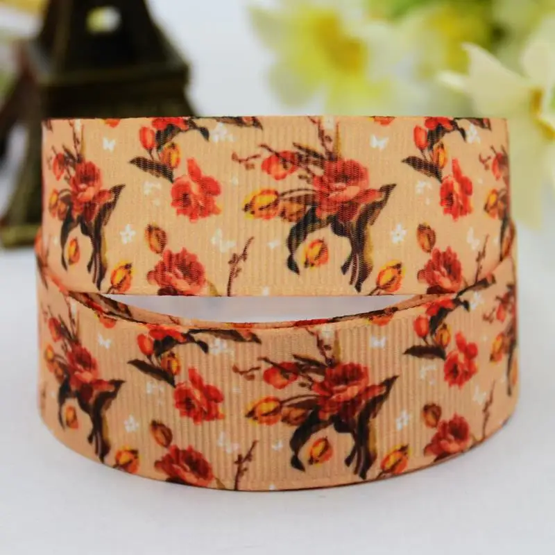 

22mm 25mm 38mm 75mm Flowers Cartoon Printed grosgrain ribbon party decoration sewing supplies 10 Yards X-00271