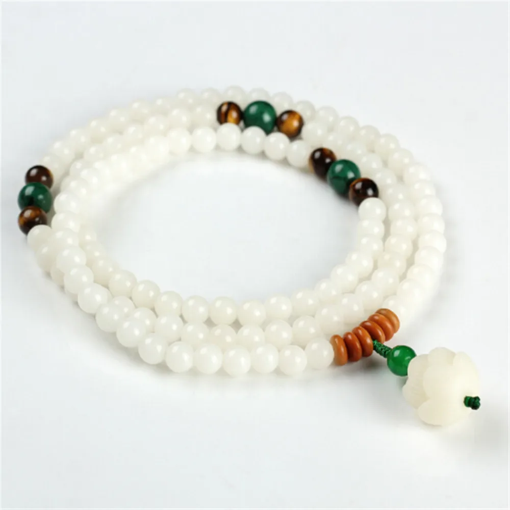 Модные бусины 8 мм из натуральной белой искусственной кожи браслет 108 тигровый