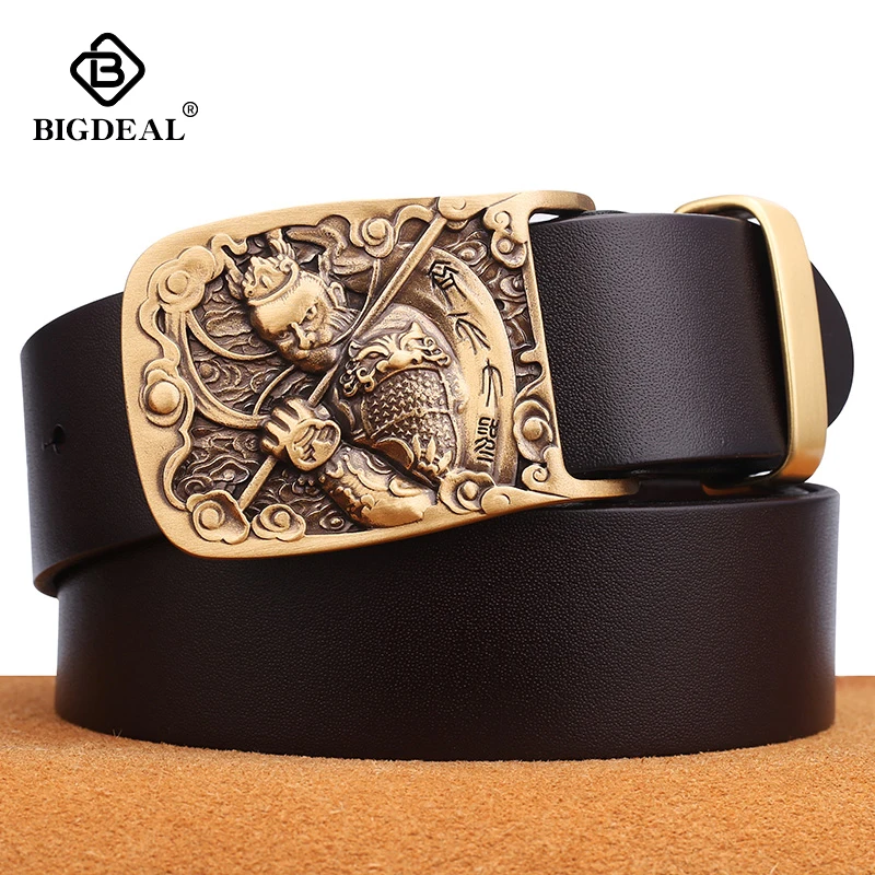 Мужской ковбойский ремень из натуральной воловьей кожи с винтажной