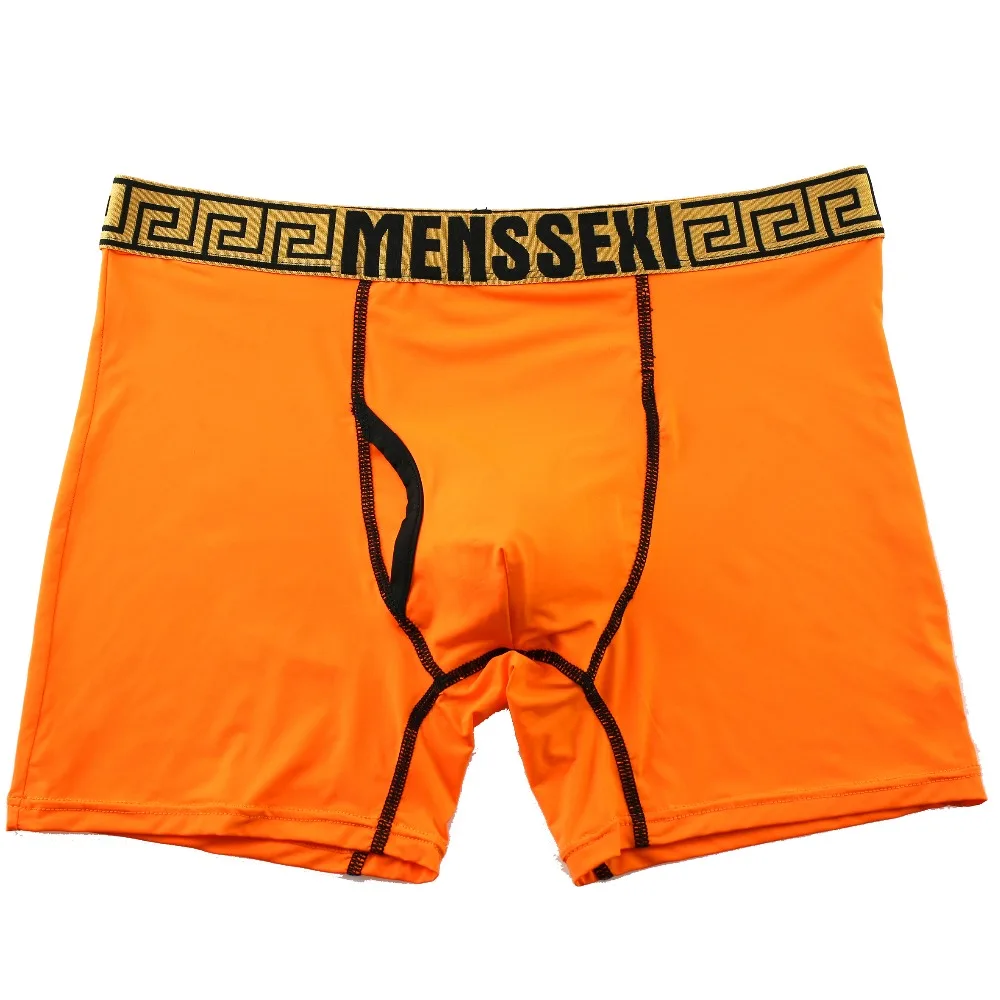 Высокое качество MENSSEXI новые длинные трусы нижнее белье нейлон Hombre фитнес мужские спортивные трусы шорты длинные