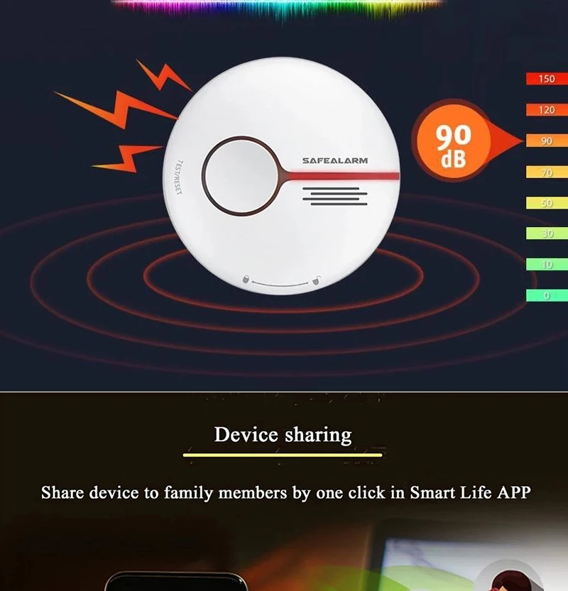 Автономный Smart life TUYA приложение пожарная сигнализация wifi детектор внутренней безопасности дыма Использование беспроводной сигареты датчик дымовой сигнализации