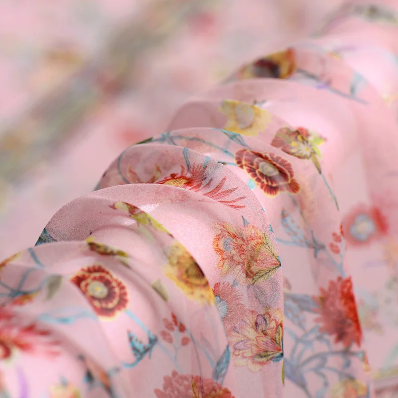 Розовый цифровая чернильно-струйная шелк жоржет ткань тонкая перспектива шарф