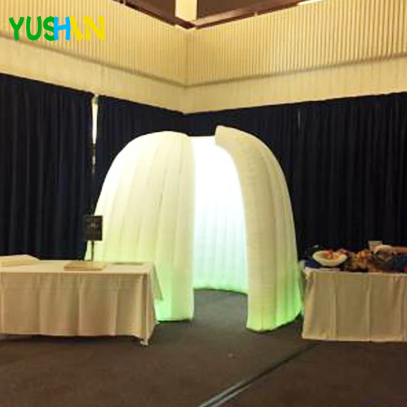 

White Inflatable Dome photo booth Wedding backdrop with RGB LED strip and Inner air fan Inflatable Enclosure tent for Party